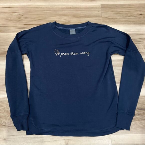 Calia Blue Prove Them Wrong Crewneck Sweatshirt Women’s Small - Picture 1 of 4